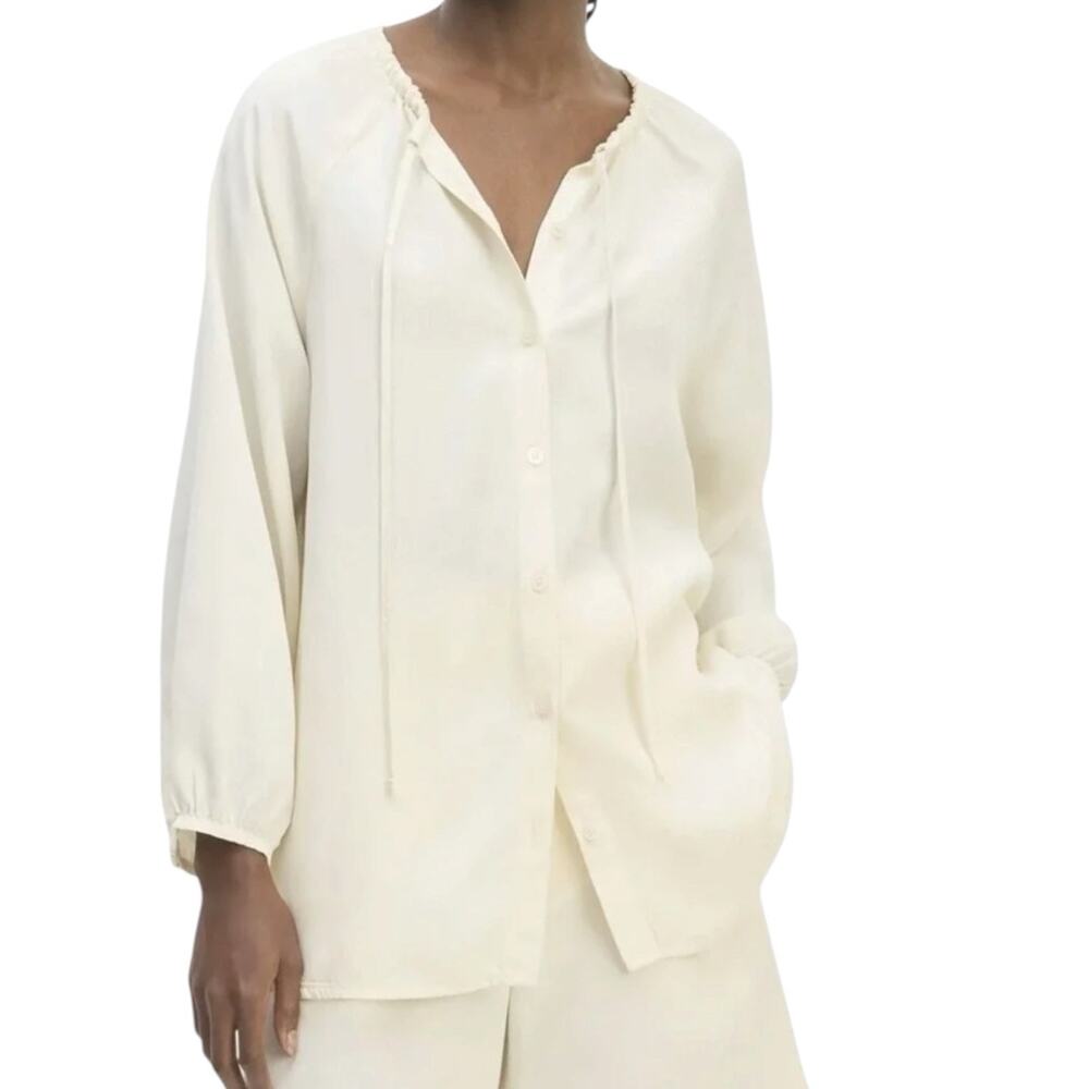 NWT Everlane The Gathered Button Front Shirt Butterlite Size Large 100% Tencel